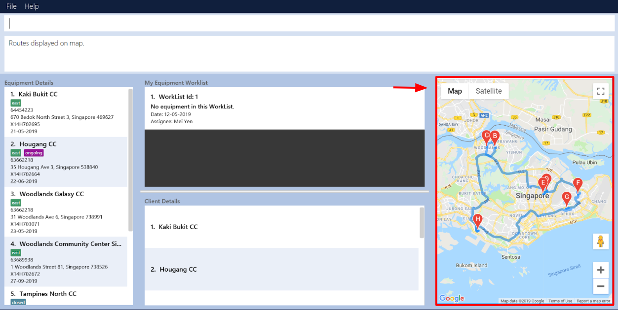 route planning screenshot